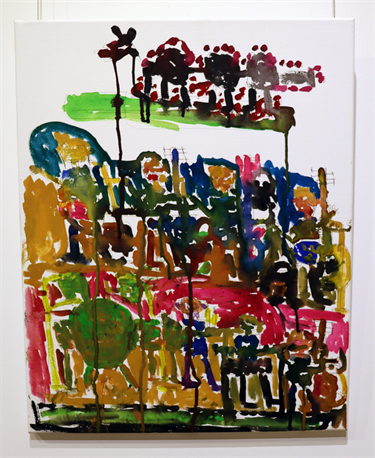 David GOEBEL  COUNTRY MUSIC WITH DRAGON Acrylic on canvas