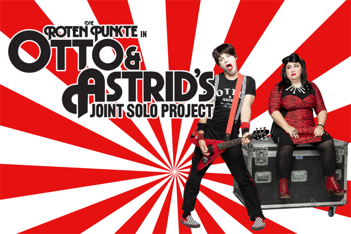 Otto and Astrid on a bold red and white background